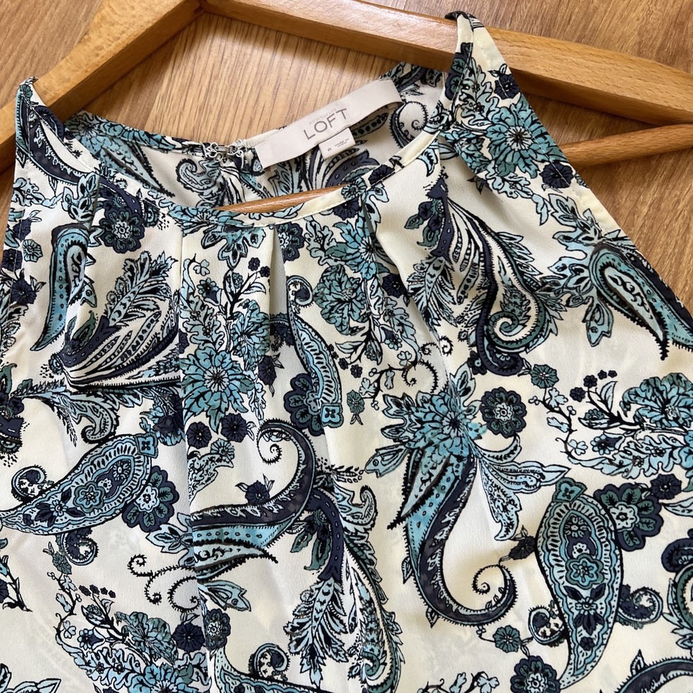 Loft Halter Maxi Dress Size 6 Paisley Coastal Beachy Summer Pleated Work Office - Picture 15 of 16